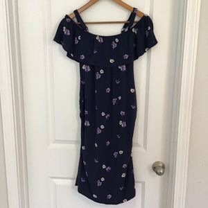 Old Navy off the shoulder floral maternity dress blue purple white
